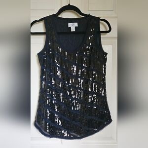 Ann Taylor Loft Black Sequin Top SP